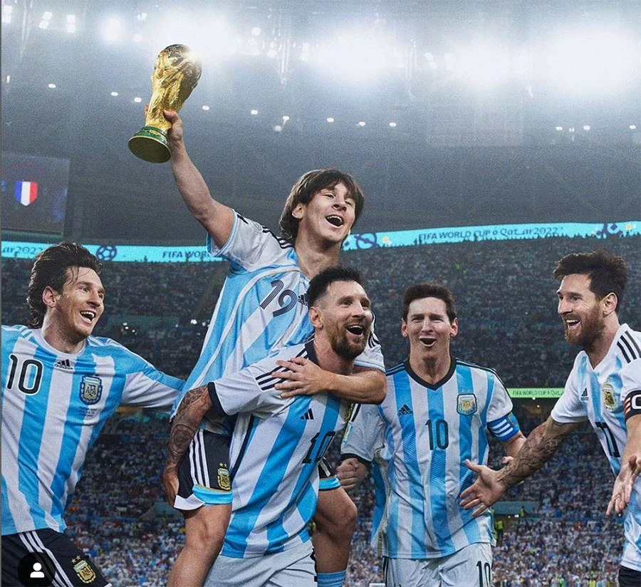 Лионель Месси привел Аргентину к золотым медалям чемпионата мира. Коллаж из его страницы в инстаграме