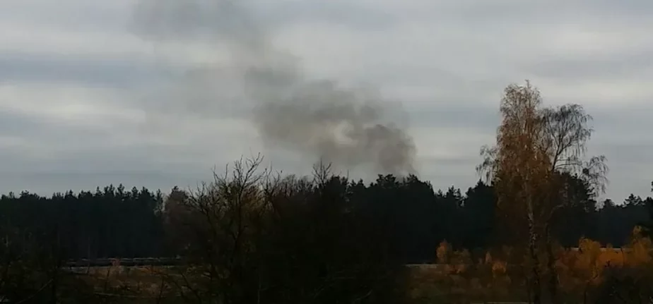 Dym paśla vybuchu. Fota Ihara Maścickaha.