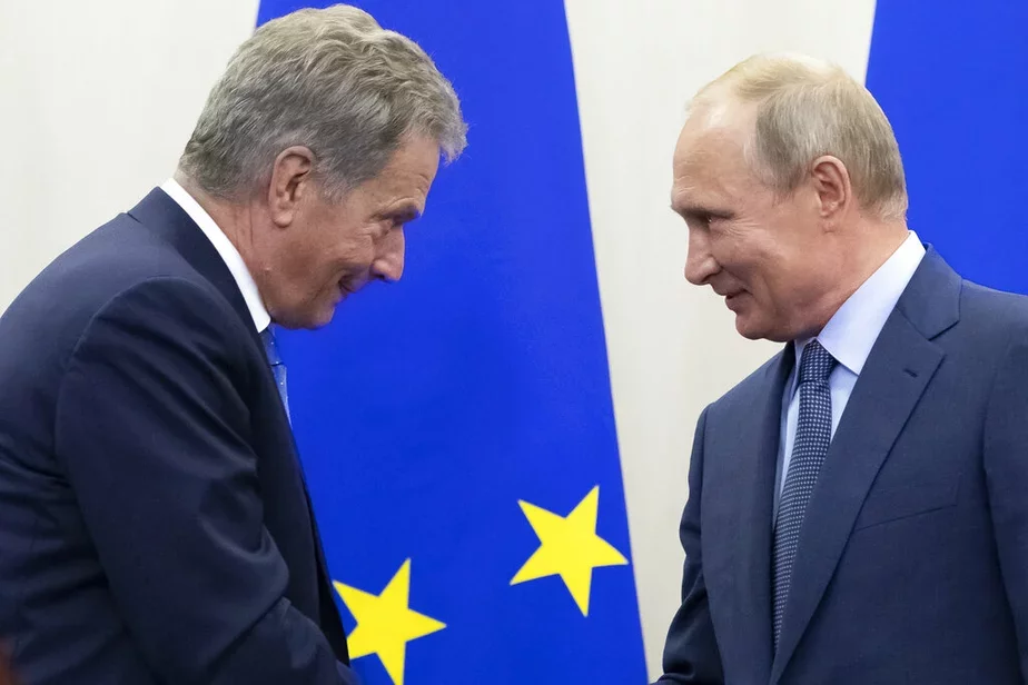 Сауле Ниинисте на встрече с Путиным в 2018 году. Фото: AP