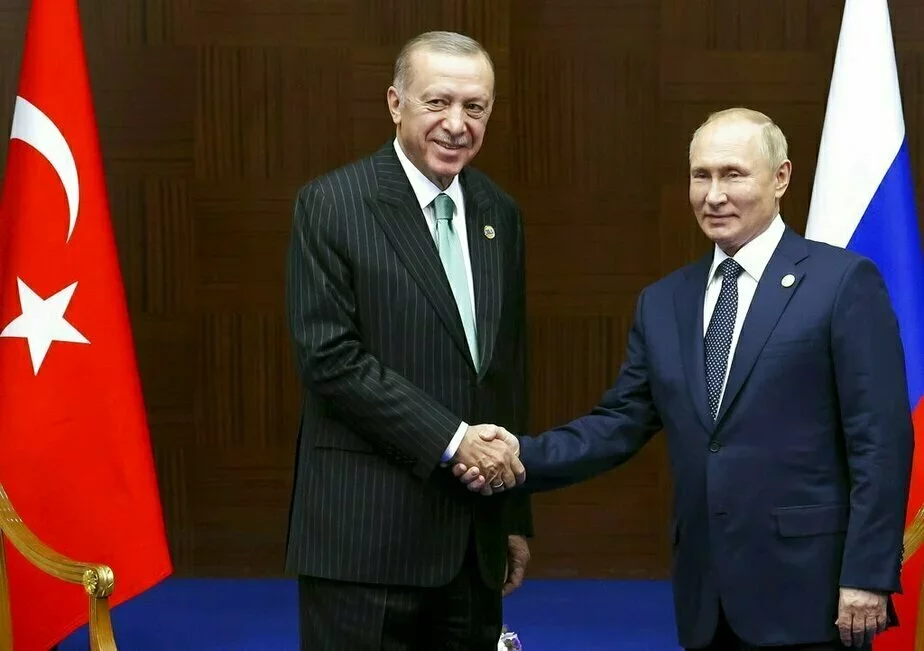 Реджеп Тайип Эрдоган и Владимир Путин. Фото: Vyacheslav Prokofyev, Sputnik, Kremlin Pool Photo via AP