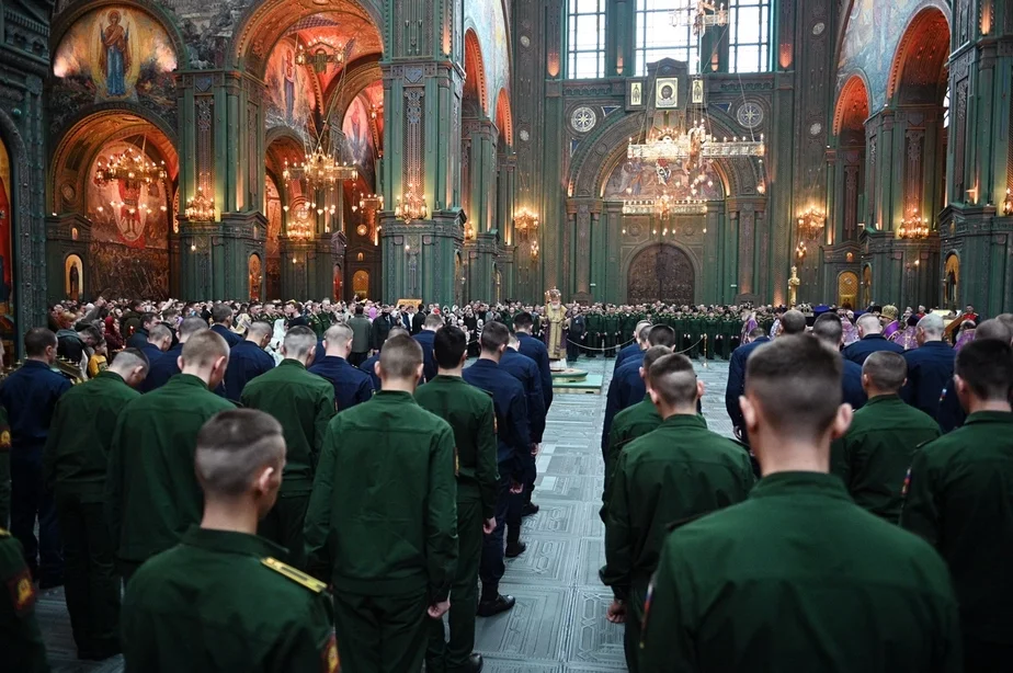 Церковная служба в главной церкви Вооруженных сил России. 3 апреля 2022 года.Фото: foto.patriarchia.ru